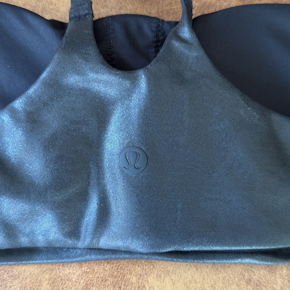 NWT Lululemon Wunder Train Strappy Racer Bra Sz 4 A B Foil Matte Shine Black - Picture 4 of 5